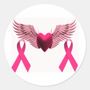 Pink Ribbons & Herz für Liebe und Support Runder Aufkleber