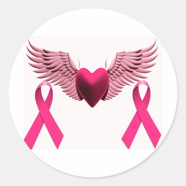 Pink Ribbons & Herz für Liebe und Support Runder Aufkleber (Vorderseite)