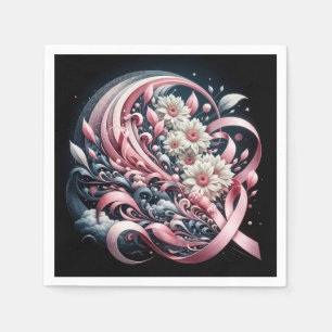 Pink Ribbons und Daisy Bouquet Serviette