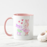 Pink Rim & Handle Tasse tanzen Bunnies Tutu