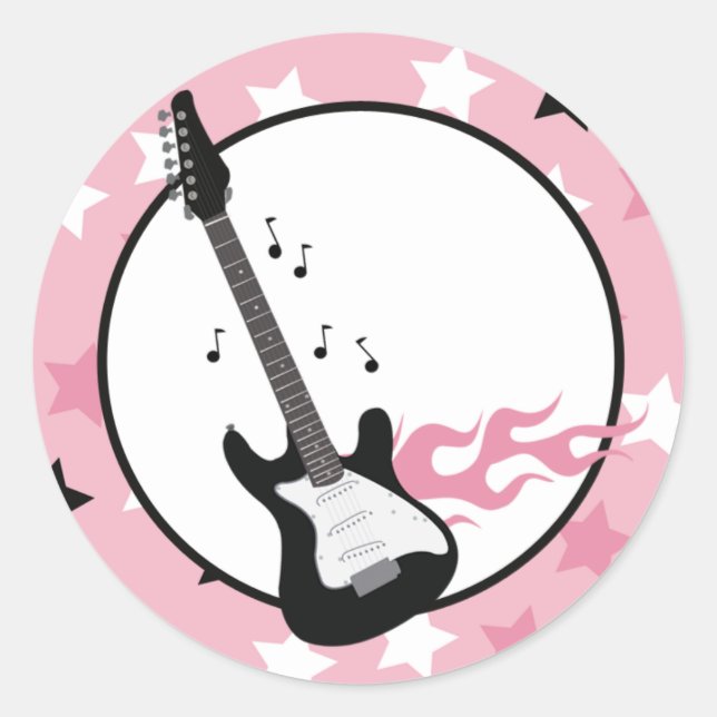 PINK ROCK STAR GUITAR Umschlag Aufkleber (Vorderseite)