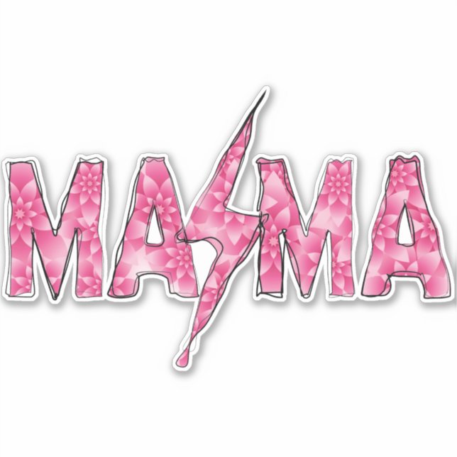 Pink Rocker Mama Aufkleber (Vorderseite)