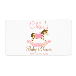 Pink Rocking Horse Baby Dusche Wasser Flasche Etik