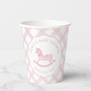 Pink Rocking Horse Girl Babydusche Papiertüten Pappbecher