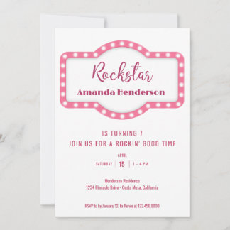 Pink Rockstar Geburtstagsfeier Einladung