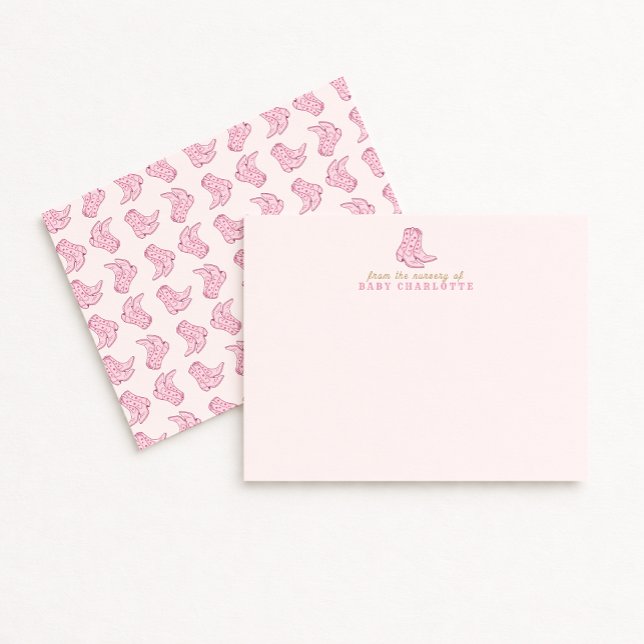 Pink Rodeo Boots Nursery Note Card Einladung (Von Creator hochgeladen)