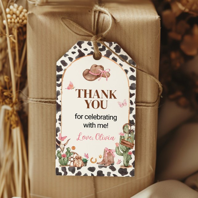 Pink Rodeo Cowgirl Geburtstag Danke Geschenkanhänger (Von Creator hochgeladen)