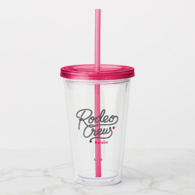 Pink Rodeo Crew Western Bachelorette Party Acryltrinkbecher (Vorderseite)