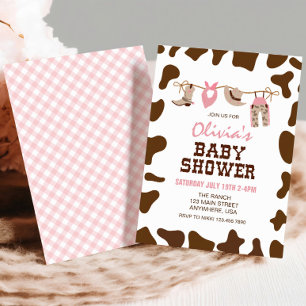 Pink Rodeo Western Cowgirl Babyparty Einladung