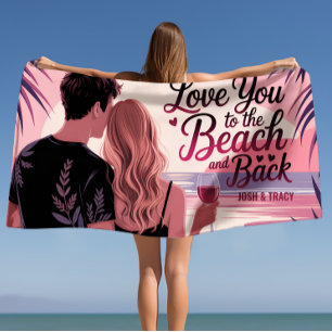 Pink Romantic Beach Geschenk für Paare Liebe Sie z Strandtuch