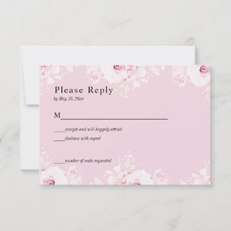 Pink Romantic Roses Elegant Pink RSVP Card