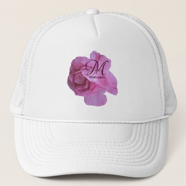 Pink rosa Rosa Margaret Name trendy boho Truckerkappe (Vorderseite)