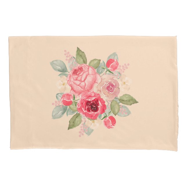 Pink rosa Roses Bouquet Kissenbezug (Vorderseite)