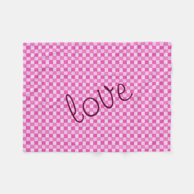 Pink-rosa-Woven-Muster mit Liebe Fleecedecke (Vorderseite (Horizontal))