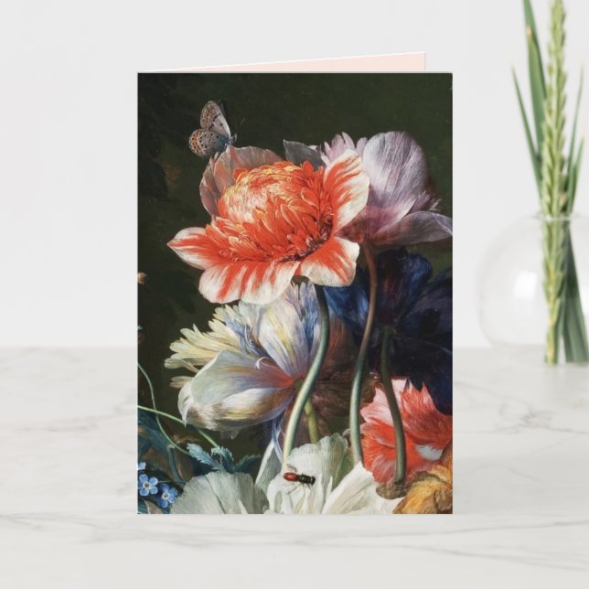 PINK ROSE, ANEMONE AND BUTTERFLY Get Well Soon Karte (Vorderseite)
