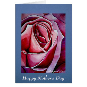 Pink Rose Art carte de la fête des mères avec poèm