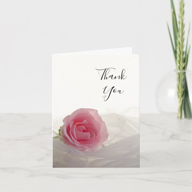 Pink Rose auf der White Bridesmaid Vielen Dank Dankeskarte (Vorderseite)