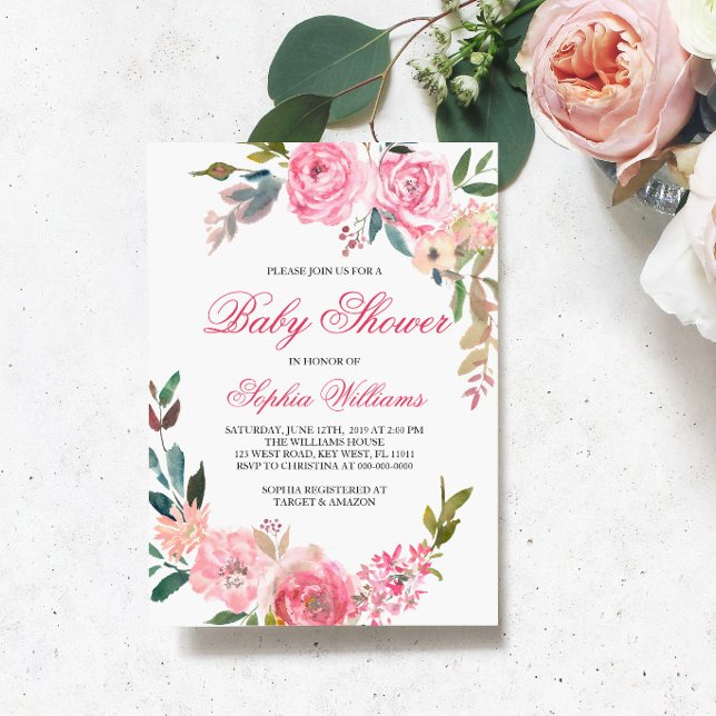 Pink Rose Baby Shower Invitation Einladung (Von Creator hochgeladen)