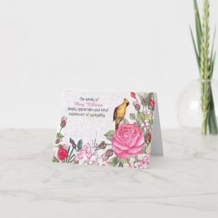 Pink Rose Beileid Vielen Dank Dankeskarte