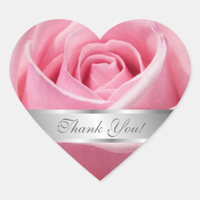 Pink Rose Blume Danke, dass Sie persönlich Herz-Aufkleber (Vorderseite)
