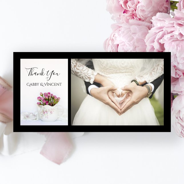 Pink Rose Blume in Teapot Wedding Vielen Dank Dankeskarte (Von Creator hochgeladen)