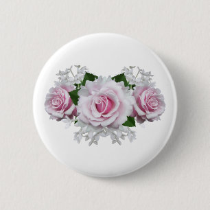 Pink Rose Bouquet Button