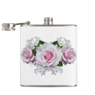 Pink Rose Bouquet Flachmann