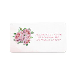Pink Rose Bouquet Floral Adressaufkleber