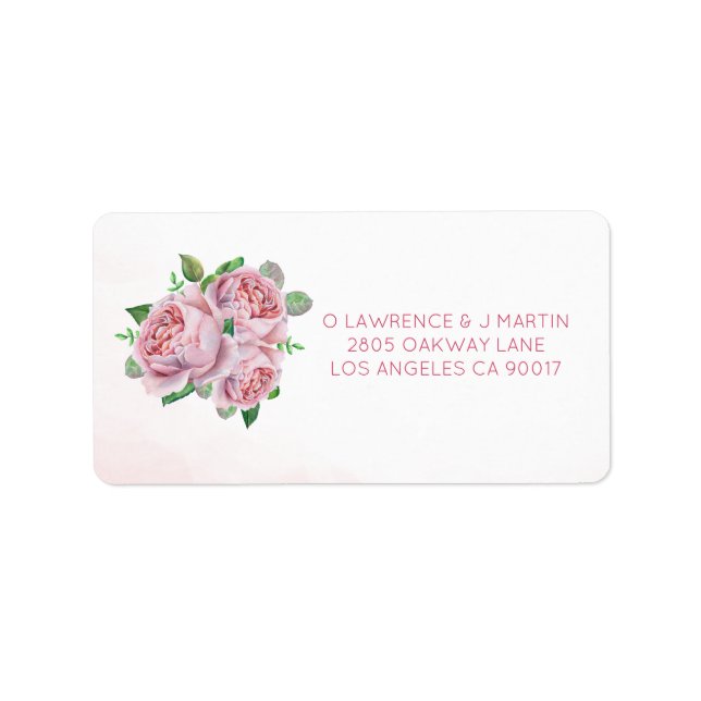 Pink Rose Bouquet Floral Adressaufkleber (Vorne)