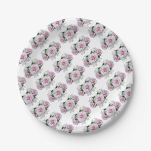 Pink Rose Bouquet Pappteller