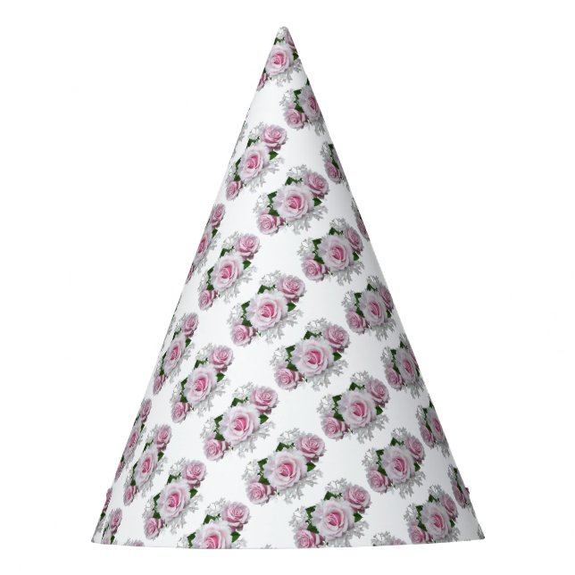 Pink Rose Bouquet Partyhütchen (Vorderseite)