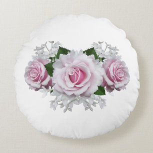 Pink Rose Bouquet Rundes Kissen