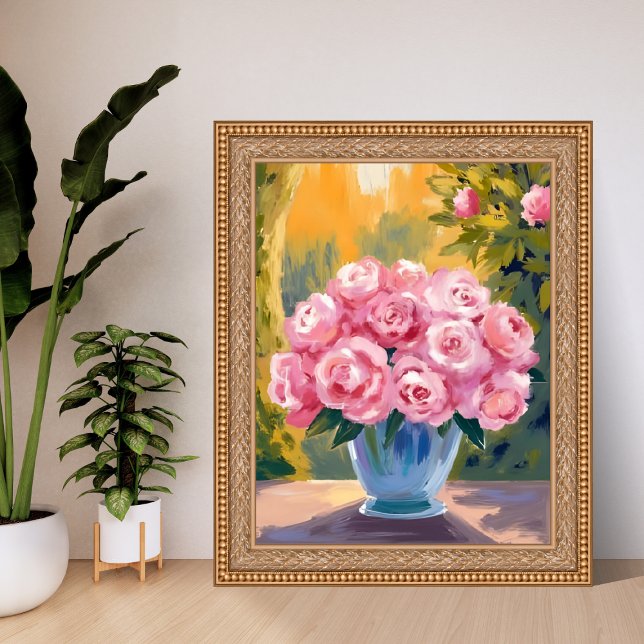 Pink Rose Bouquet | Watercolor Floral Vase Poster (Von Creator hochgeladen)