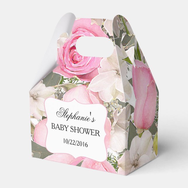 Pink Rose Bouquets Personalisierte Gefälligkeitsbo Geschenkschachtel (Vorderseite)