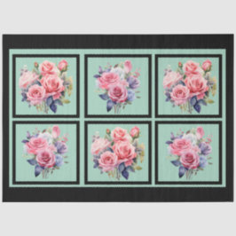 Pink Rose Bouquets Tiled Decoupage Seidenpapier