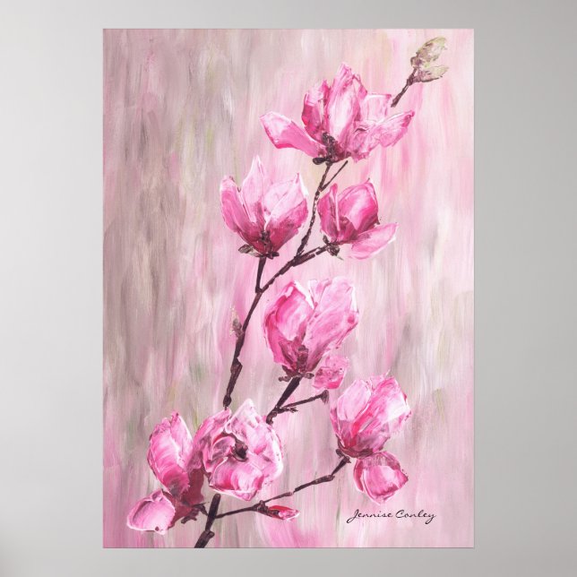 Pink Rose Branch Poster (Vorne)
