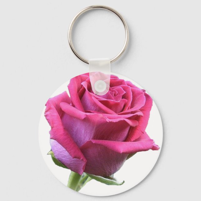 Pink Rose Bud Picture Keychain Schlüsselanhänger (Vorderseite)