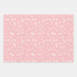 Pink Rose Charleston Toile Wrapping Paper Geschenkpapier Set
