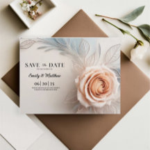 Pink Rose Dew Drops Designer Save the Date