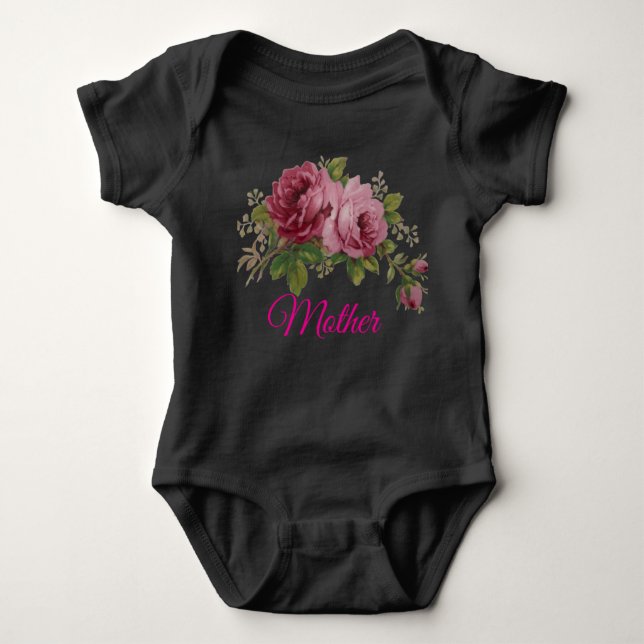 Pink Rose Elegance  Baby Strampler (Vorderseite)