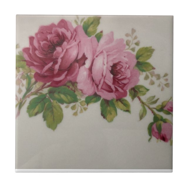 Pink Rose elegance Ceramic Tile Fliese (Vorderseite)