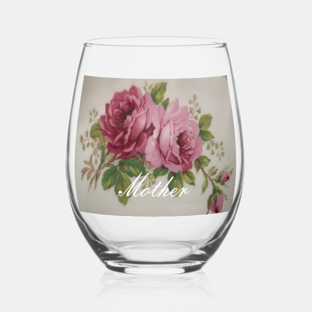Pink Rose Elegance Drinkware Set Weinglas Ohne Stiel (Vorderseite)