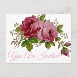 Pink Rose Elegance Invitation Carte postale