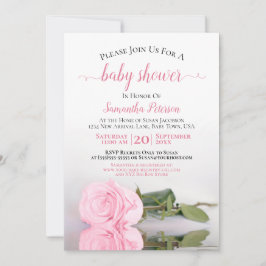 Pink Rose Elegant Baby Girl Dusche Einladung