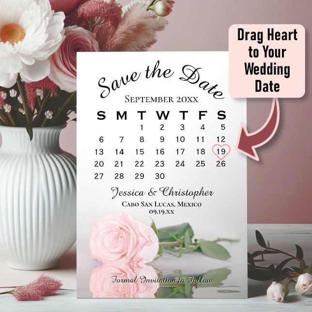 Pink Rose Eleganter Hochzeitskalender Save The Date (Von Creator hochgeladen)