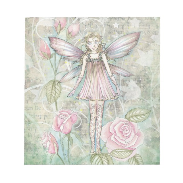 Pink Rose Fairy Notizblock (Vorderseite)