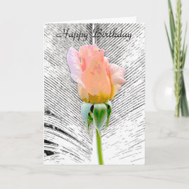 PINK ROSE FEATHER FAPPY BIRTHDAY GREETING CARD KARTE