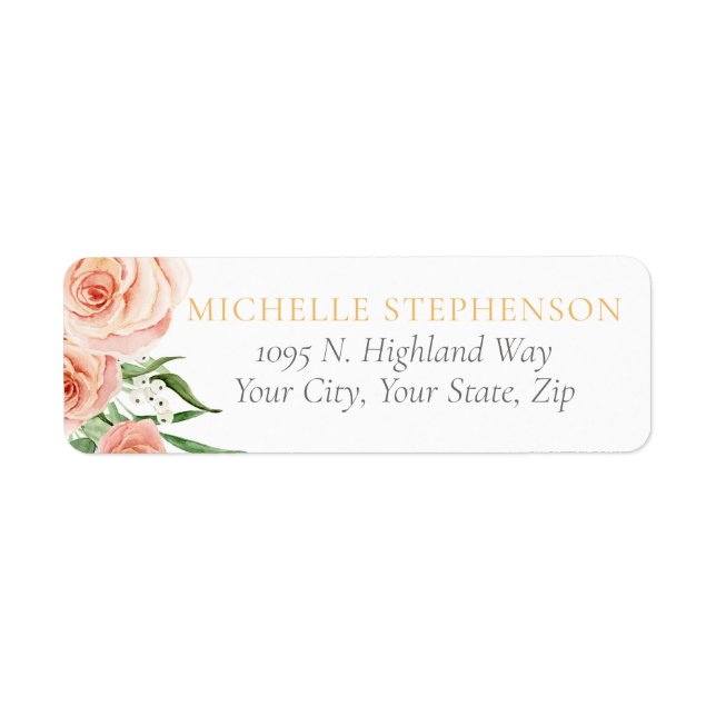 Pink Rose Floral Bridal Shower Return Address (Vorne)