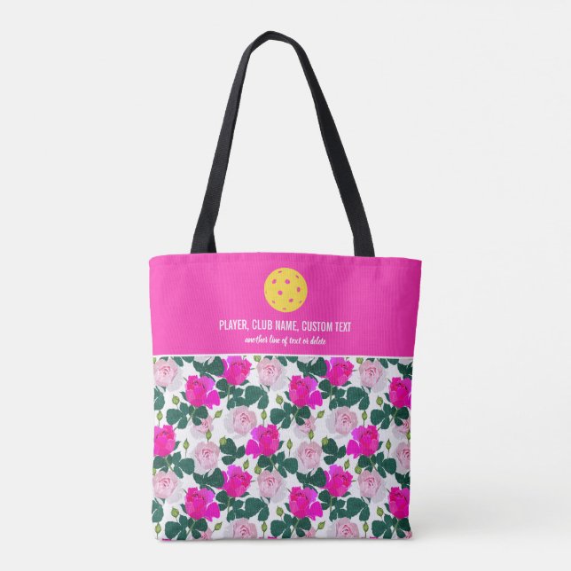 Pink Rose Floral Muster Custom Pickleball Paddel Tasche (Rückseite)