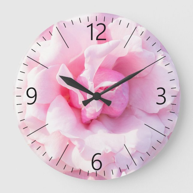 Pink rose flower große wanduhr (Vorderseite)